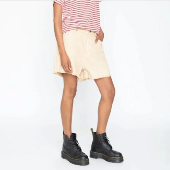 SANDRINE ROSE Slouchy Long Jean Shorts Cut Off Distressed Linen Jorts Sz 25 NWT - Picture 11 of 11